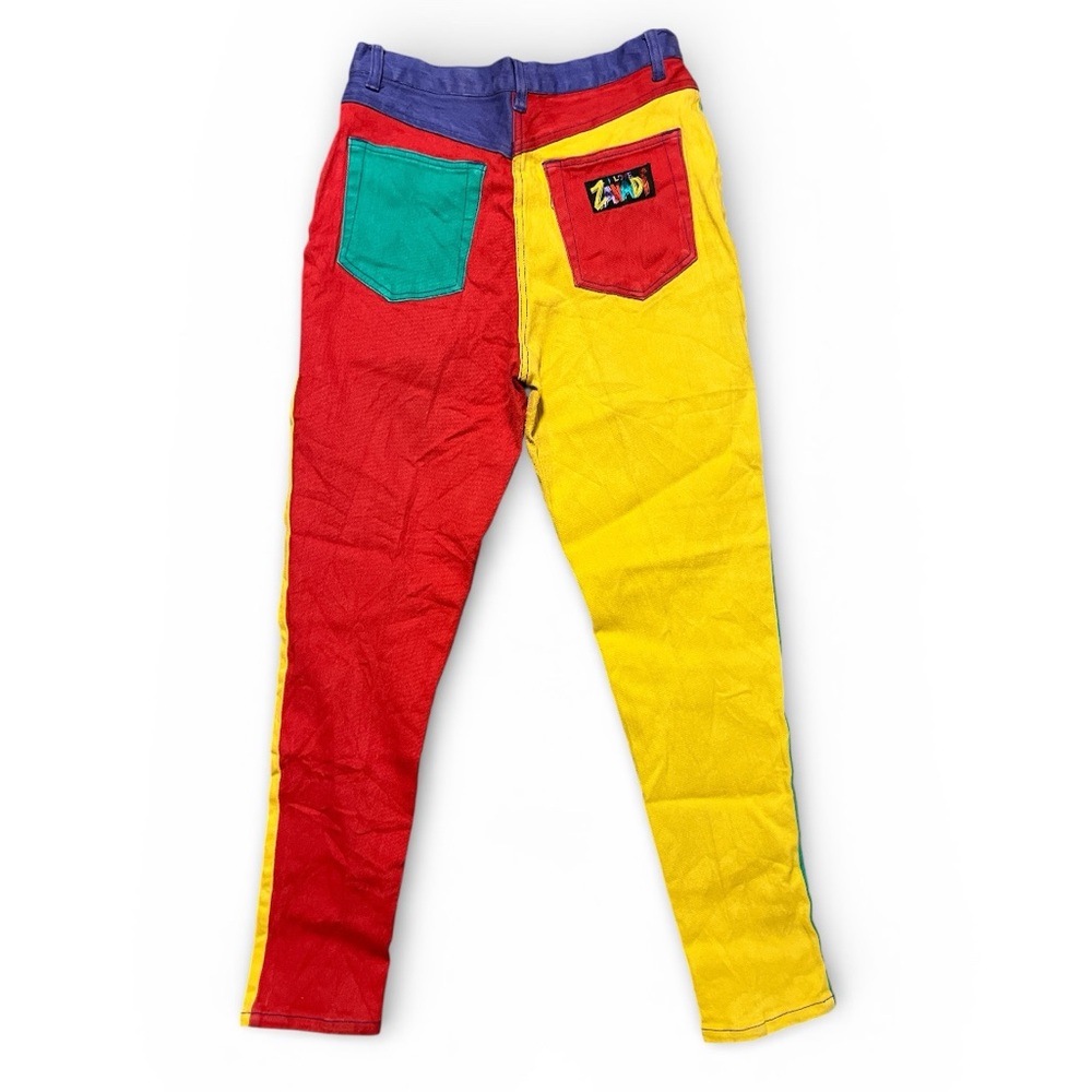 Zana-Di -90’s Rainbow Color Block Patch High Rise Tapered Leg Skinny Jeans - Picture 2 of 10